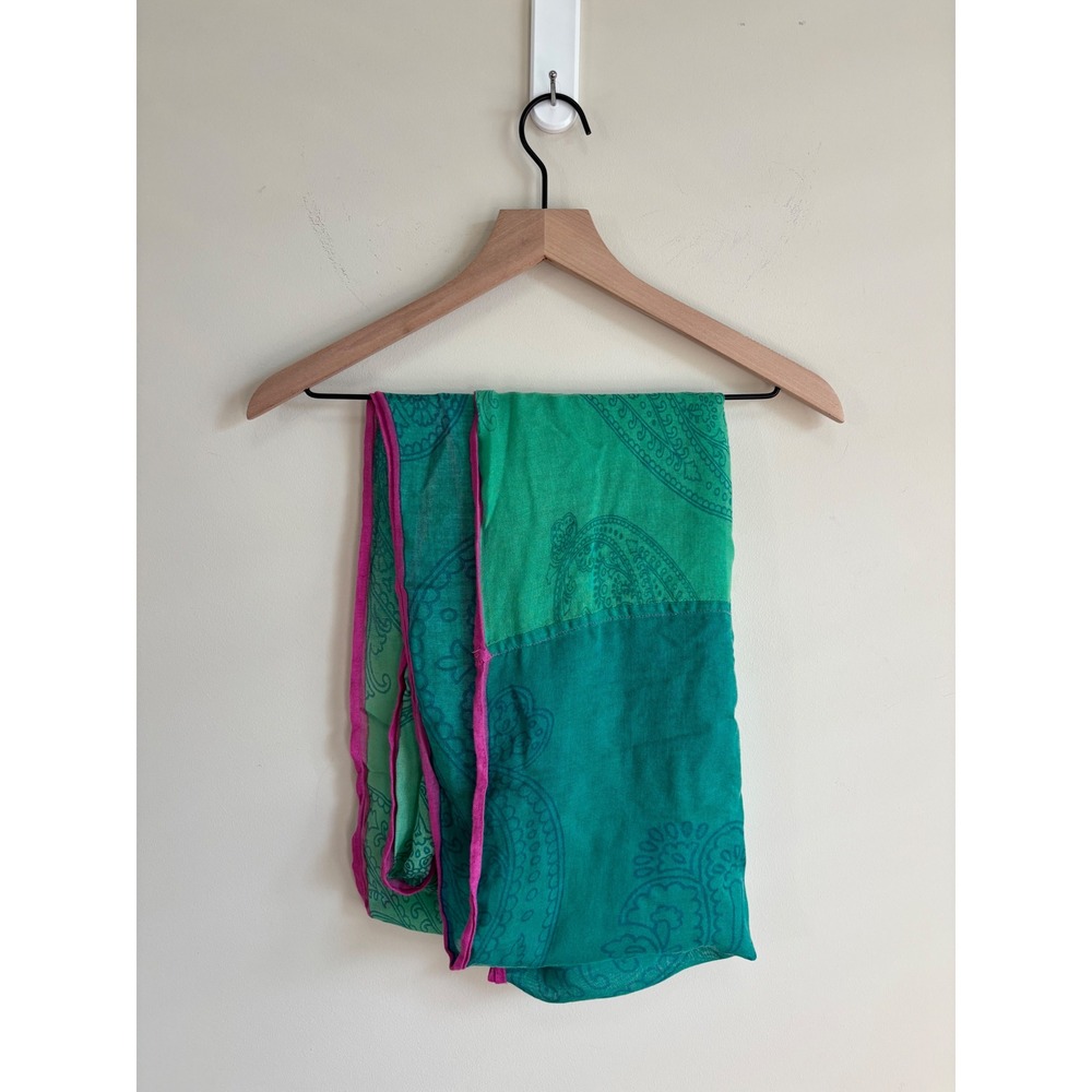 Threads 4 Thought Green Paisley Infinity Scarf Lenzing Modal Pink Trim Boho